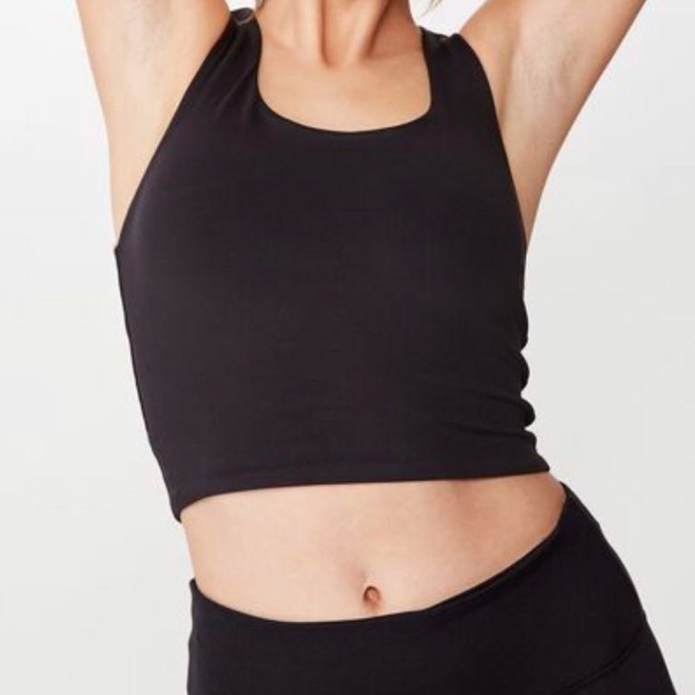 Cotton On Racer Back Black Crop Tank